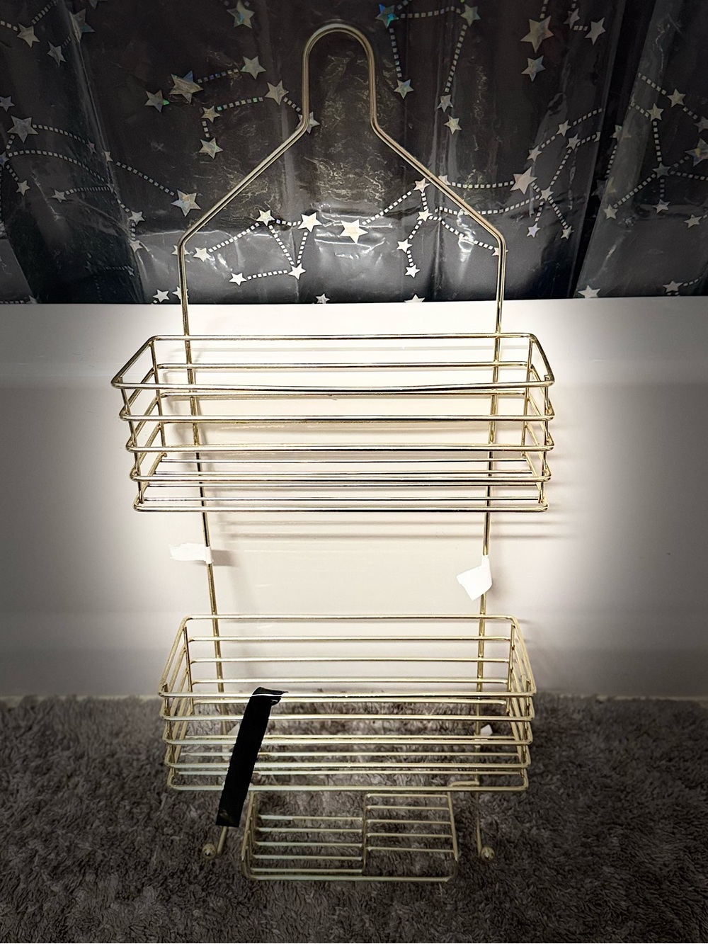 Gold Shower Caddy Hanging Bath Organizer - Two-Tier